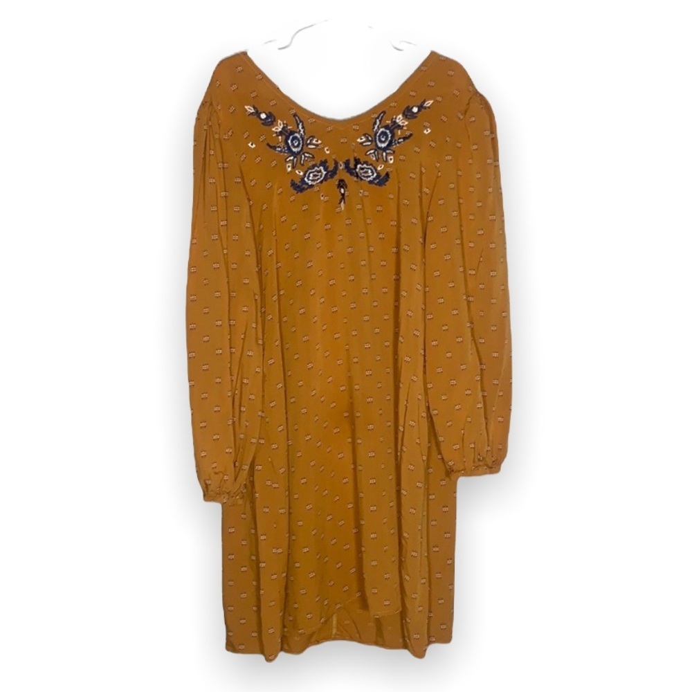 Chelsea & Violet Girls Yellow Aztec Embroidered Dress Size Medium Long Sleeve